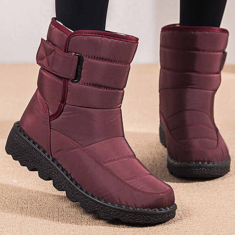 Bottes d'Hiver Imperméables pour Femme – Bottes de Neige Mi-Mollet avec Doublure en Fourrure Bottes d'hiver Electro Paris Rouge 36
