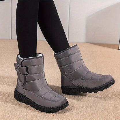 Bottes d'Hiver Imperméables pour Femme – Bottes de Neige Mi-Mollet avec Doublure en Fourrure Bottes d'hiver Electro Paris Gris 36