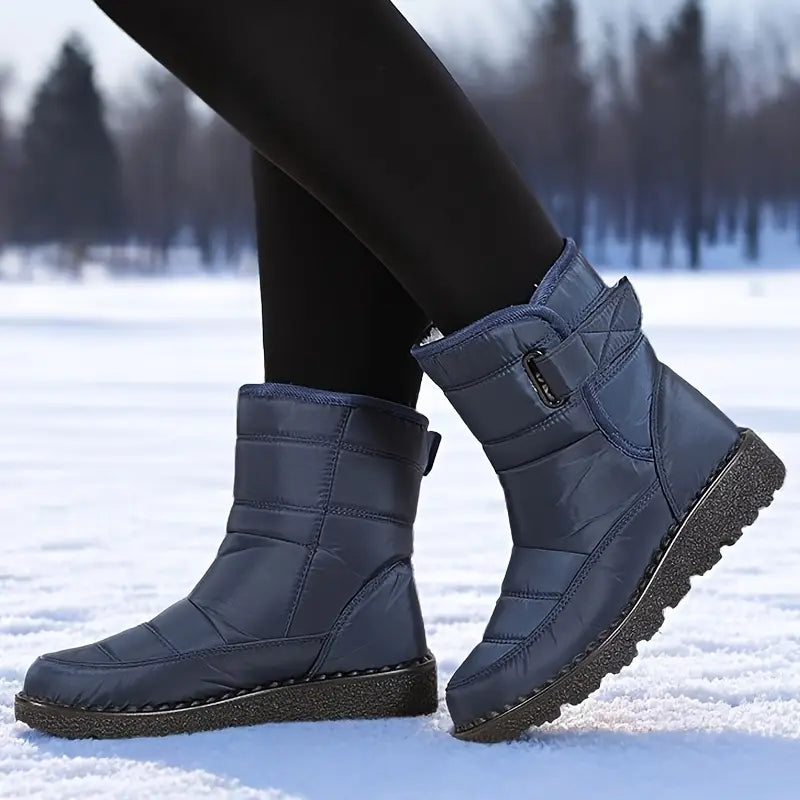 Bottes d'Hiver Imperméables pour Femme – Bottes de Neige Mi-Mollet avec Doublure en Fourrure Bottes d'hiver Electro Paris Bleu 37