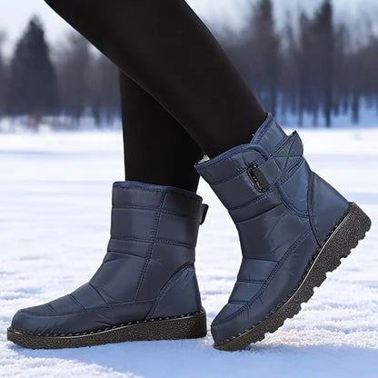 Bottes d'Hiver Imperméables pour Femme – Bottes de Neige Mi-Mollet avec Doublure en Fourrure Bottes d'hiver Electro Paris Bleu 37