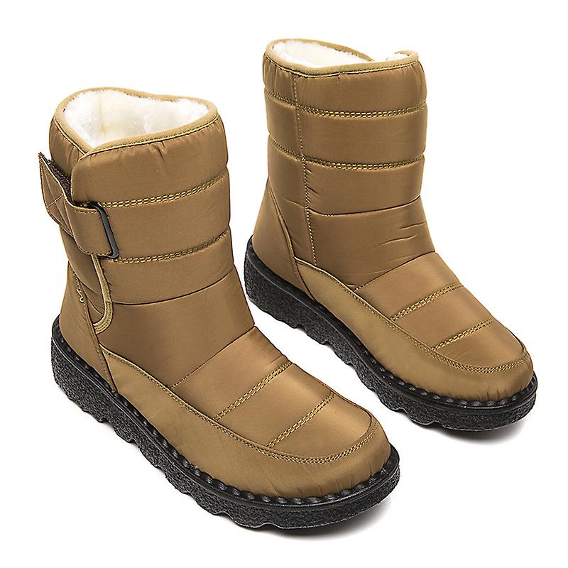 Bottes d'Hiver Imperméables pour Femme – Bottes de Neige Mi-Mollet avec Doublure en Fourrure Bottes d'hiver Electro Paris Kaki 36