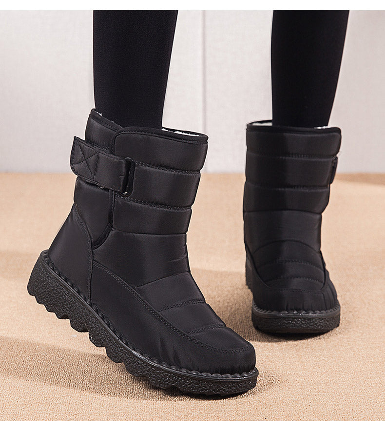 Bottes d'Hiver Imperméables pour Femme – Bottes de Neige Mi-Mollet avec Doublure en Fourrure Bottes d'hiver Electro Paris Noir 36