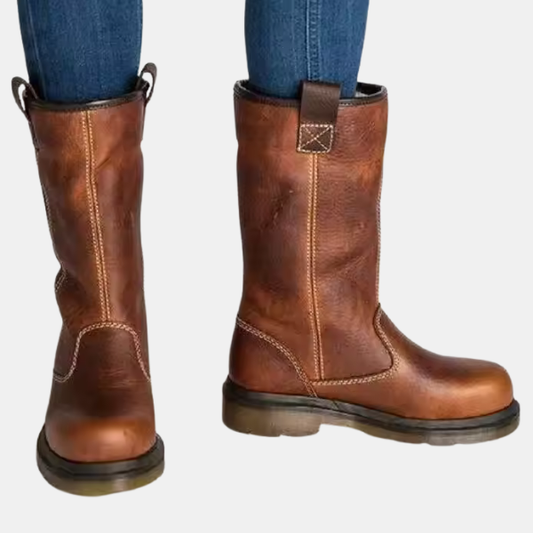 Bottes d’Hiver en Cuir pour Femmes – Élégance Chic et Confort Luxueux Electro Paris Marron 33