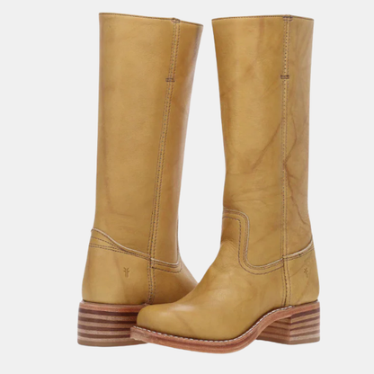 Bottes en Cuir Hautes pour Femmes – Style Élégant à Talons Electro Paris Jaune 33