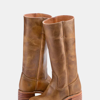 Bottes en Cuir Hautes pour Femmes – Style Élégant à Talons Electro Paris Marron Clair 33