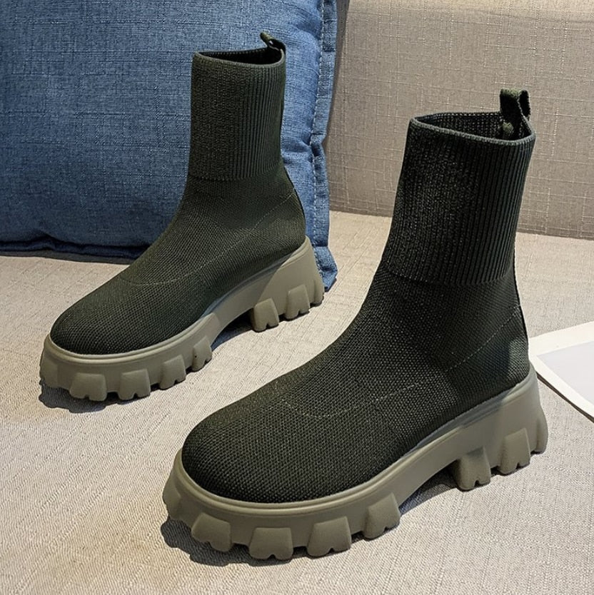 Bottes Plateforme Doublées en Peluche pour Femmes – Bottines d'Hiver Douillettes en Daim Bottes pour femmes Electro Paris