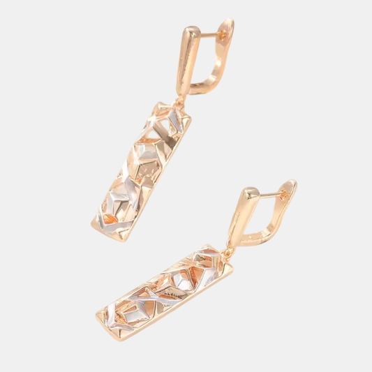 Boucles d’oreilles rectangulaires – Élégance bicolore or et argent Electro Paris