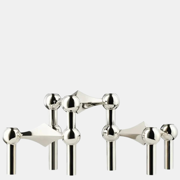 Bougeoir Design Moderne – Style Moléculaire Élégant Candle Holders Electro Paris Argent Trois Pièces