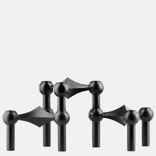 Bougeoir Design Moderne – Style Moléculaire Élégant Candle Holders Electro Paris Noir Trois Pièces