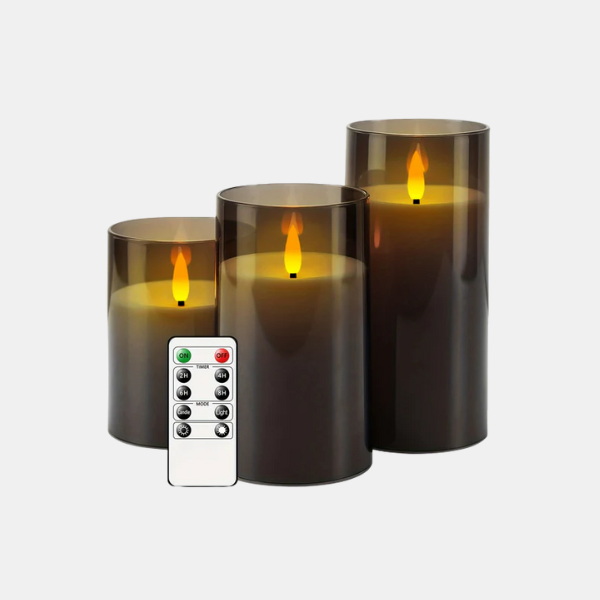 Bougie LED Sans Flamme Grise avec Télécommande – Ambiance Sécurisée Intérieure Bougies LED Electro Paris