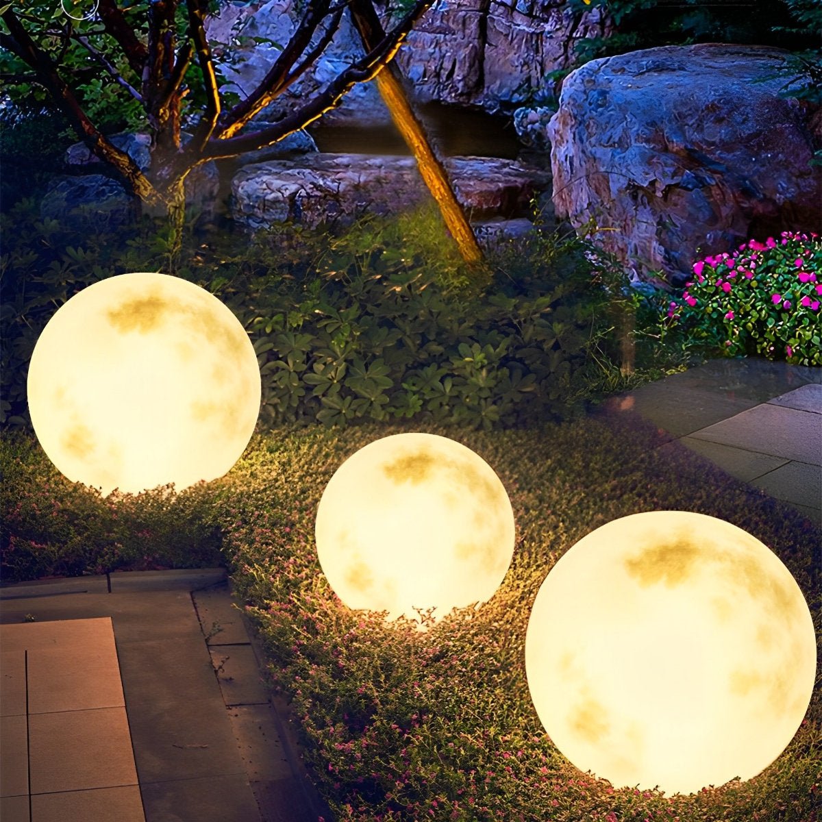 Boules Lunaires Solaires Étanches pour Paysages Extérieurs Lampadaire Electro Paris Solaire Ø 100 cm