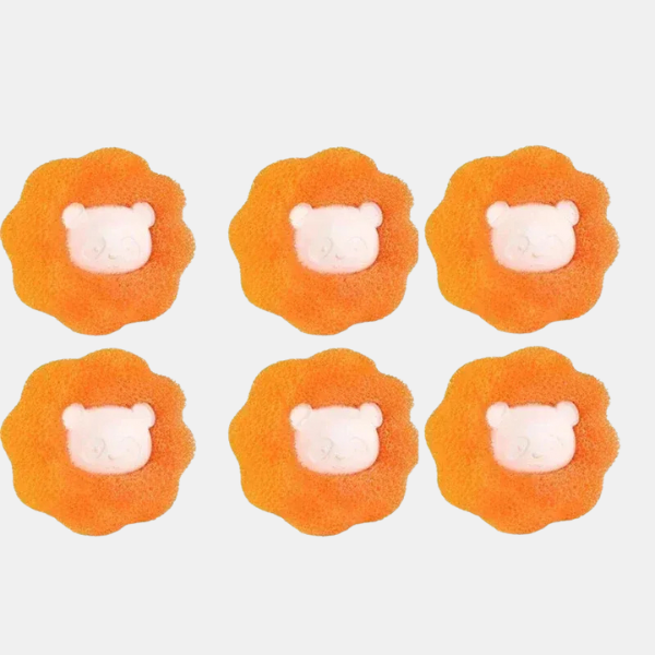Boules de Lavage Anti-Poil d’Animaux – Linge Plus Propre Pet Hair Collector Laundry Balls Electro Paris Orange 6Pcs