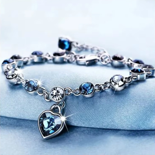Bracelet Chance Argent – Charme Cœur Cristal Bleu Electro Paris