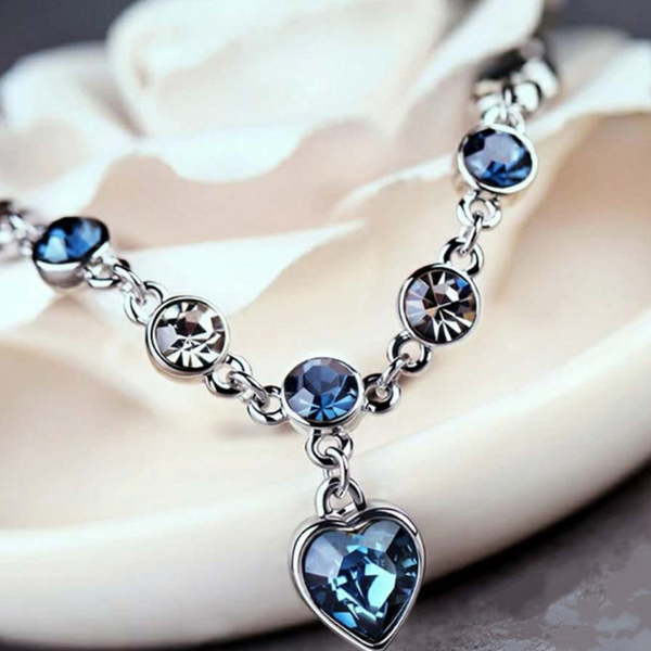 Bracelet Chance Argent – Charme Cœur Cristal Bleu Electro Paris