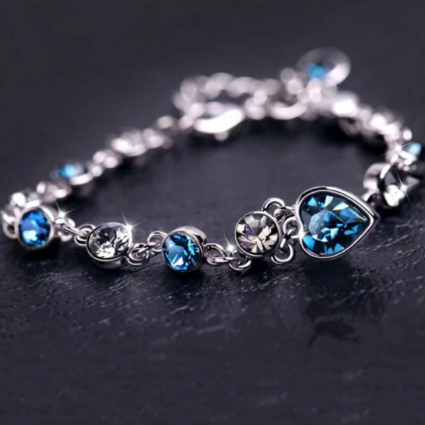 Bracelet Chance Argent – Charme Cœur Cristal Bleu Electro Paris