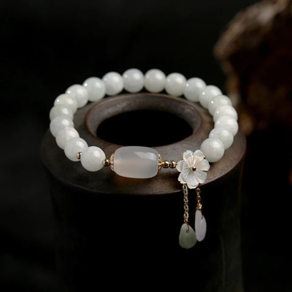 Bracelet Élégance Naturelle – Jade Émeraude & Agate Electro Paris