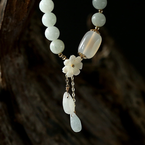 Bracelet Élégance Naturelle – Jade Émeraude & Agate Electro Paris