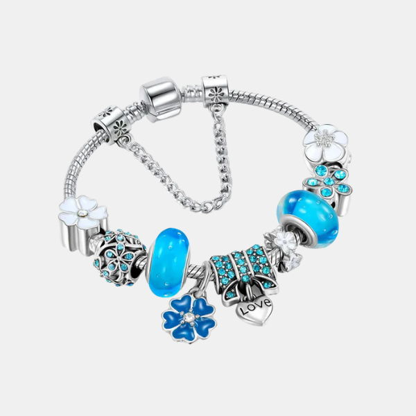 Bracelet Femme Floral en Argent Sterling - Élégant Bijou Inspiré de la Nature Bracelets Electro Paris Bleu