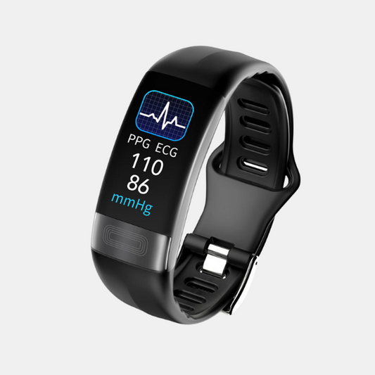 Bracelet Intelligent de Suivi de Santé – Moniteur de Pression Artérielle et ECG Technologie portable Electro Paris Silicone noir