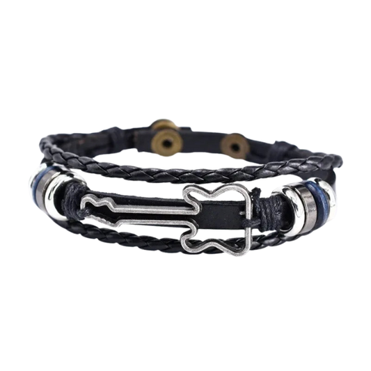 Bracelet En Cuir Guitare Basse Rock Electro Paris
