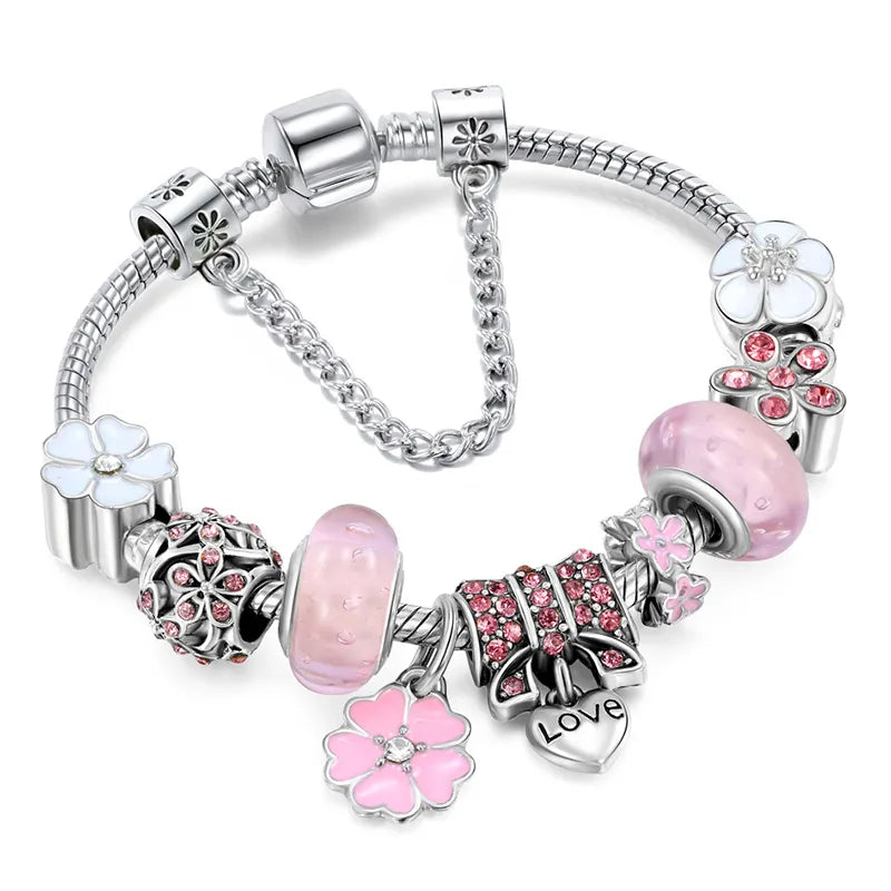Bracelet Femme Floral en Argent Sterling - Élégant Bijou Inspiré de la Nature Bracelets Electro Paris Rose