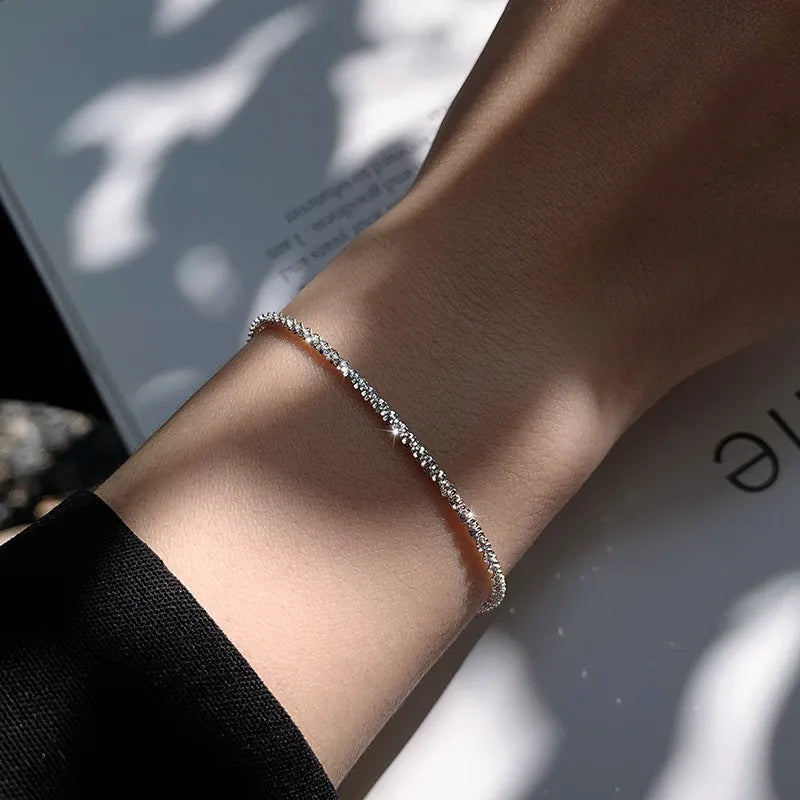 Bracelet Minimaliste en Argent Sterling pour Femme – Chaîne Fine et Scintillante pour Port Quotidien Bracelets Electro Paris