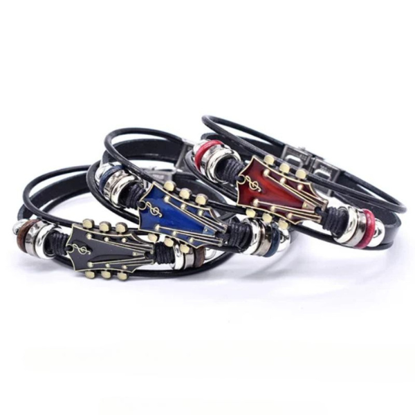 Bracelet Guitare en Cuir Style Rock Electro Paris