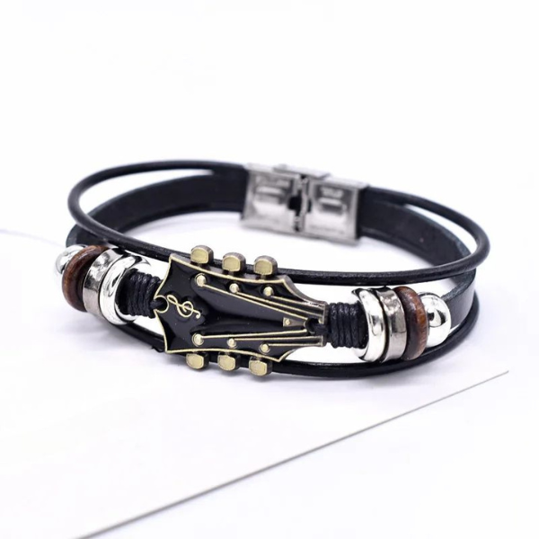 Bracelet Guitare en Cuir Style Rock Electro Paris