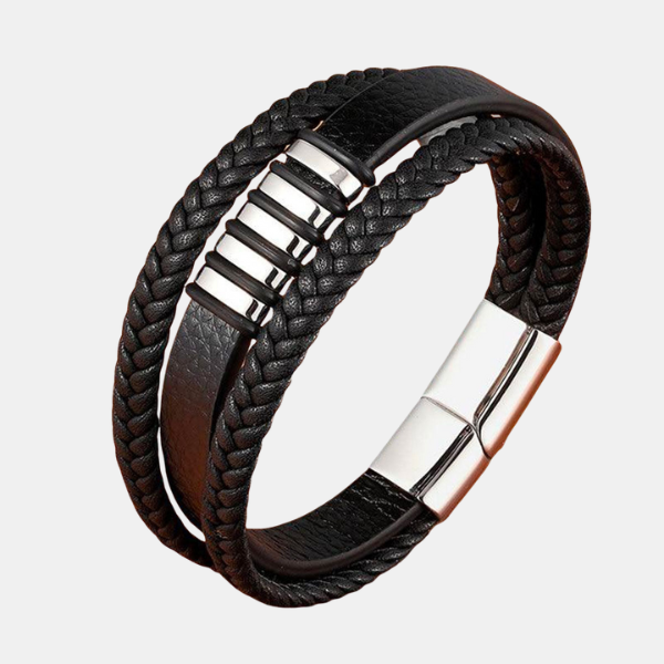 Bracelet en Cuir Élégant – Style Intemporel Masculin Armband för man Electro Paris Argent 19cm