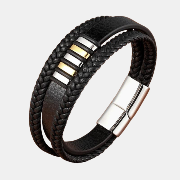 Bracelet en Cuir Élégant – Style Intemporel Masculin Armband för man Electro Paris Argent-or 19cm