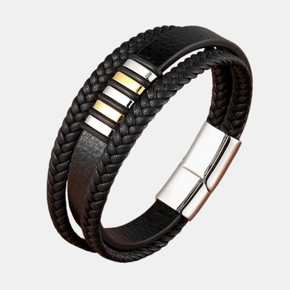 Bracelet en Cuir Élégant – Style Intemporel Masculin Armband för man Electro Paris Argent-or 19cm