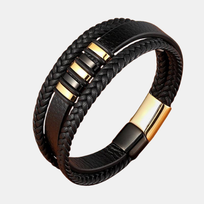 Bracelet en Cuir Élégant – Style Intemporel Masculin Armband för man Electro Paris Or 19cm