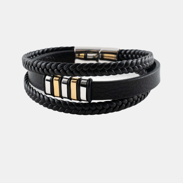 Bracelets Mode en Cuir pour Homme Jewelry for women Electro Paris Argent-or 19cm