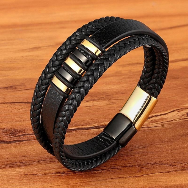 Bracelets Mode en Cuir pour Homme Jewelry for women Electro Paris Or 19cm