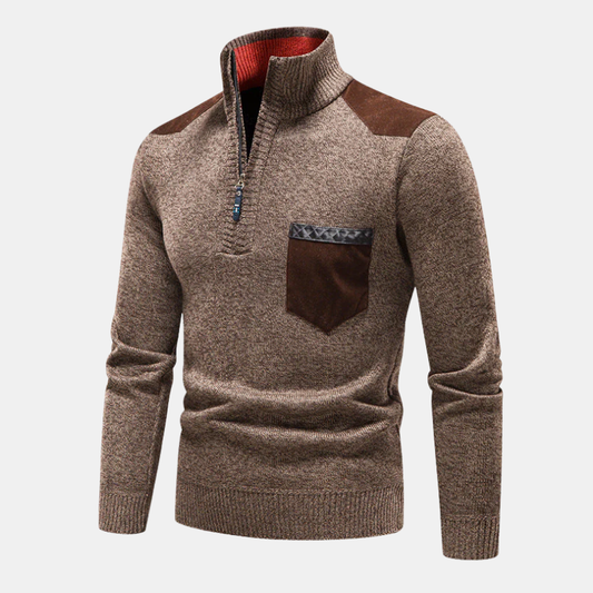 Pull à fermeture éclair pour hommes – Élégance décontractée et confort au quotidien Pulls pour hommes Electro Paris Marron M