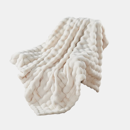 Couverture En Fourrure – Plaid En Fausse Fourrure De Lapin Ultra Doux À Motif Vague Blanket Electro Paris Blanc 100x150cm