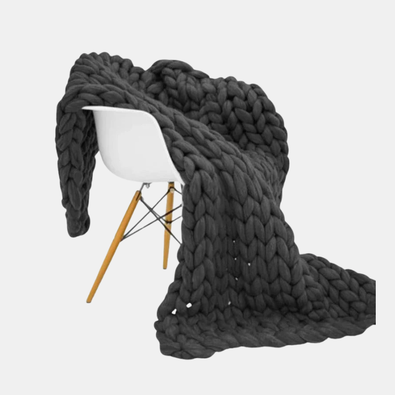 Couverture En Laine – Plaid Tressé En Laine Épaisse Blanket Electro Paris Gris foncé 100*100cm