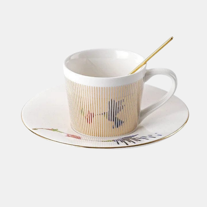 Tasse à Café Élégante en Porcelaine avec Cuillère Dorée – Design Moderne et Raffiné Purificateurs d'air Electro Paris Colibri