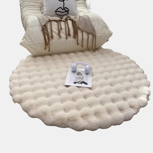 Tapis Doux Rond Nordique Moelleux et Ultra Doux Rugs Electro Paris Crème 80X80CM