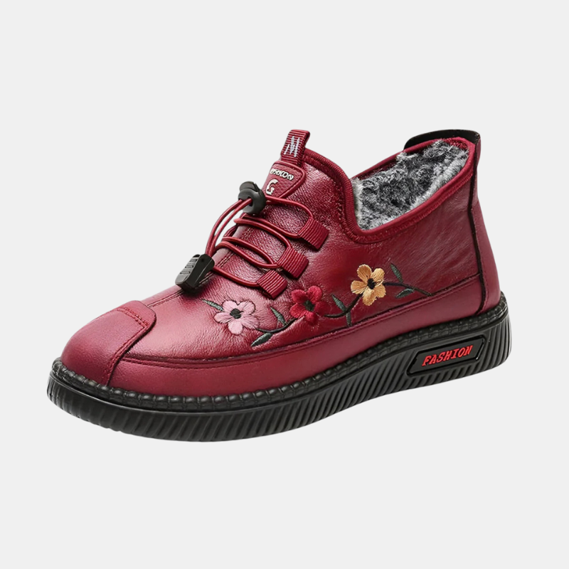 Bottes en Cuir Hiver pour Chaleur et Confort Women's Shoes Electro Paris Rouge 34