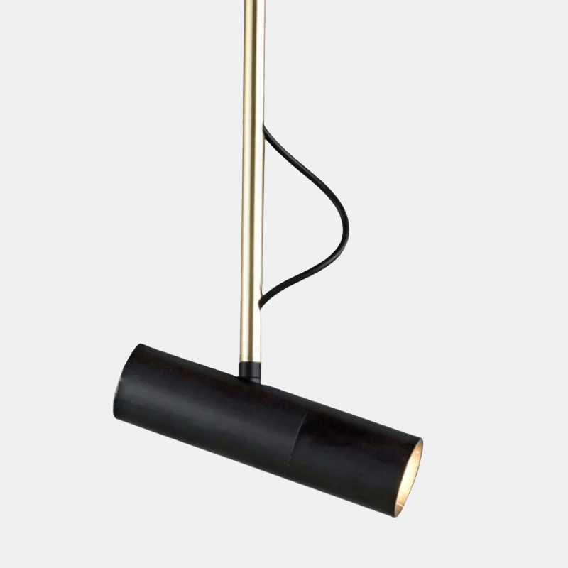 Plafonnier – Suspension Lampe Orientable avec Tige Dorée, Luminaire Moderne pour Bureau et Maison Éclairage Electro Paris Noir