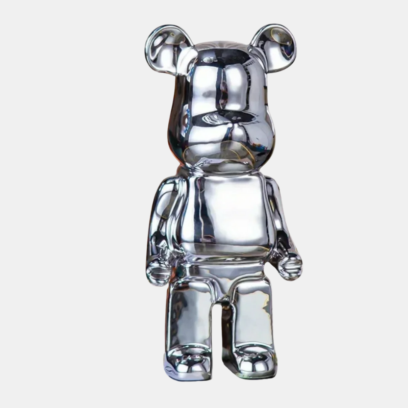 Sculpture Nordique d’Ours en Résine pour la Décoration Intérieure Bear Sculpture Electro Paris Argent Height 10.6 inch (28 cm)