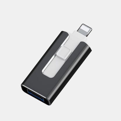 Clé USB 4-en-1 avec USB, USB-C, Lightning et Micro-USB – Transfert Rapide et Compact Clés USB Electro Paris Noir 128 Go