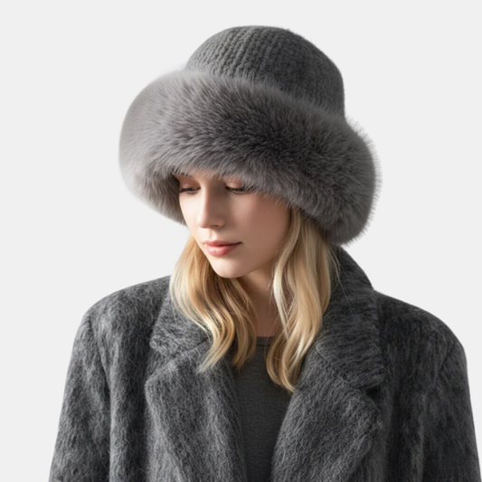 Casquette Chaude en Fourrure Naturelle – Élégance Intemporelle Electro Paris Gris