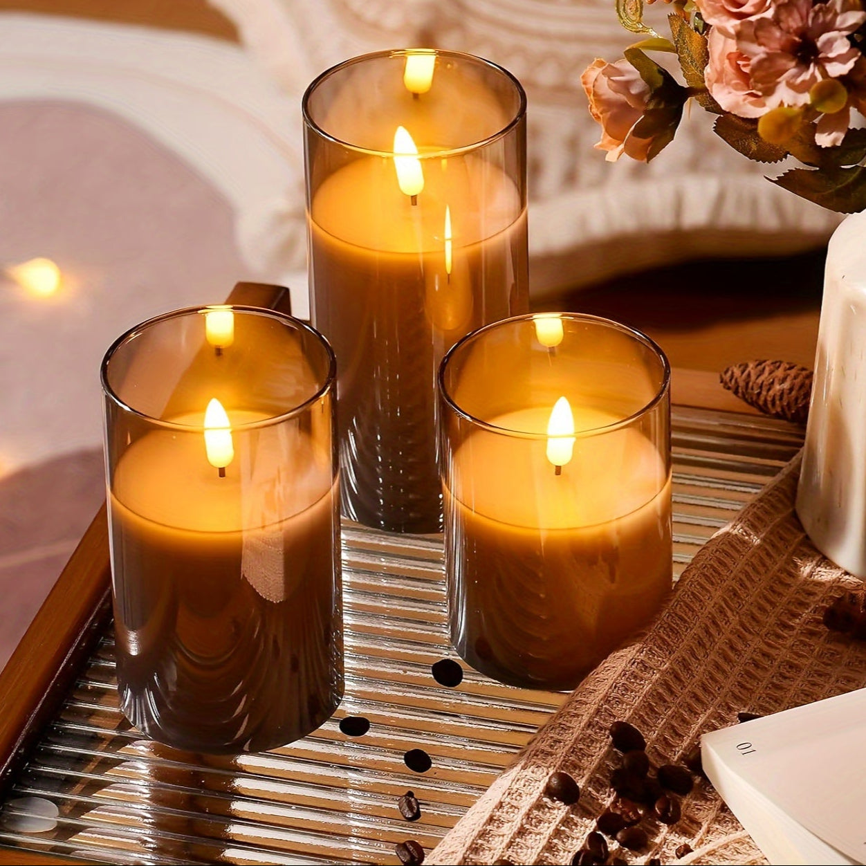 Chandelles LED Grises avec Télécommande – Ambiance Élégante pour Événements Éclairage décoratif Electro Paris