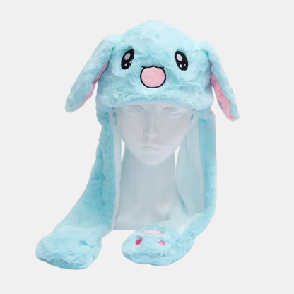 Chapeau Mignon avec Oreilles Mobiles et Sautillantes #Schattige Muts met Bewegende Oortjes - BunnyBounce Hat Electro Paris Lapin Bleu