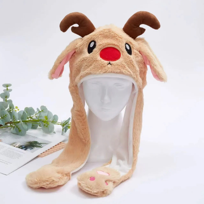 Chapeau Mignon avec Oreilles Mobiles et Sautillantes #Schattige Muts met Bewegende Oortjes - BunnyBounce Hat Electro Paris Cerf de Noël