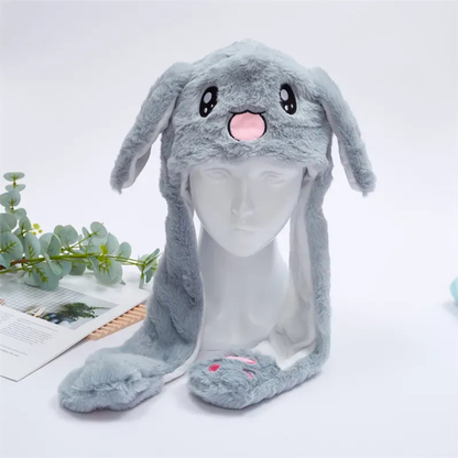 Chapeau Mignon avec Oreilles Mobiles et Sautillantes #Schattige Muts met Bewegende Oortjes - BunnyBounce Hat Electro Paris Lapin Gris