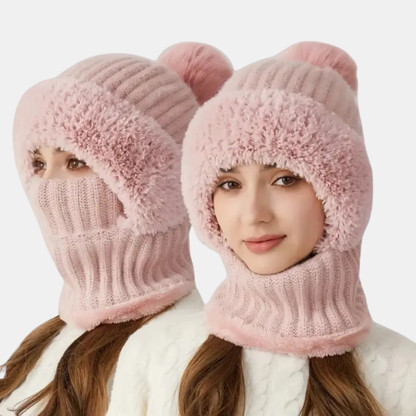 Chapeau Tricot Douillet – Balaclava et Pompon Balaclavas Electro Paris Rose