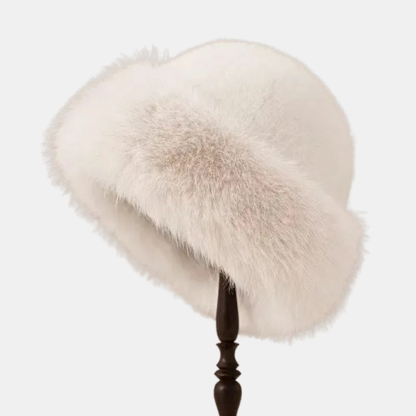 Chapeau en Fourrure Uni à Silhouette Ronde Hat Electro Paris Blanc